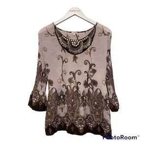 Nicola Purple & Brown Paisley Print Blouse